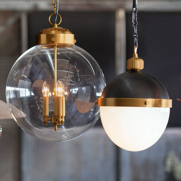 One clear globe pendant and a frosted globe pendant